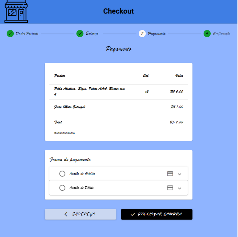 Tela de Checkout customizado